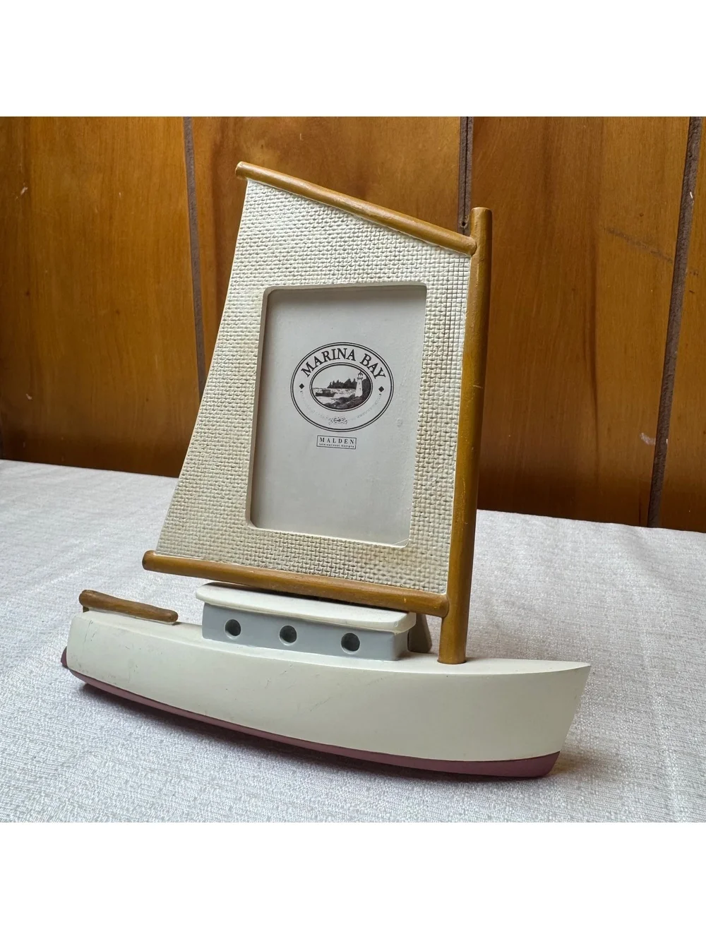 Vintage Malden Marina Bay Sailboat 3x4 Photo Frame Nautical Coastal Decor